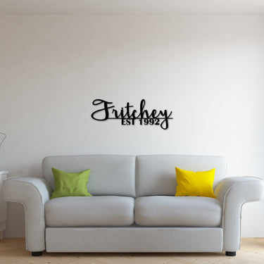 Last Name Sign with Established Year | Custom Family Name Sign | Metal Wall Decor | Personalized Housewarming, Wedding Gift | Wedding Sign